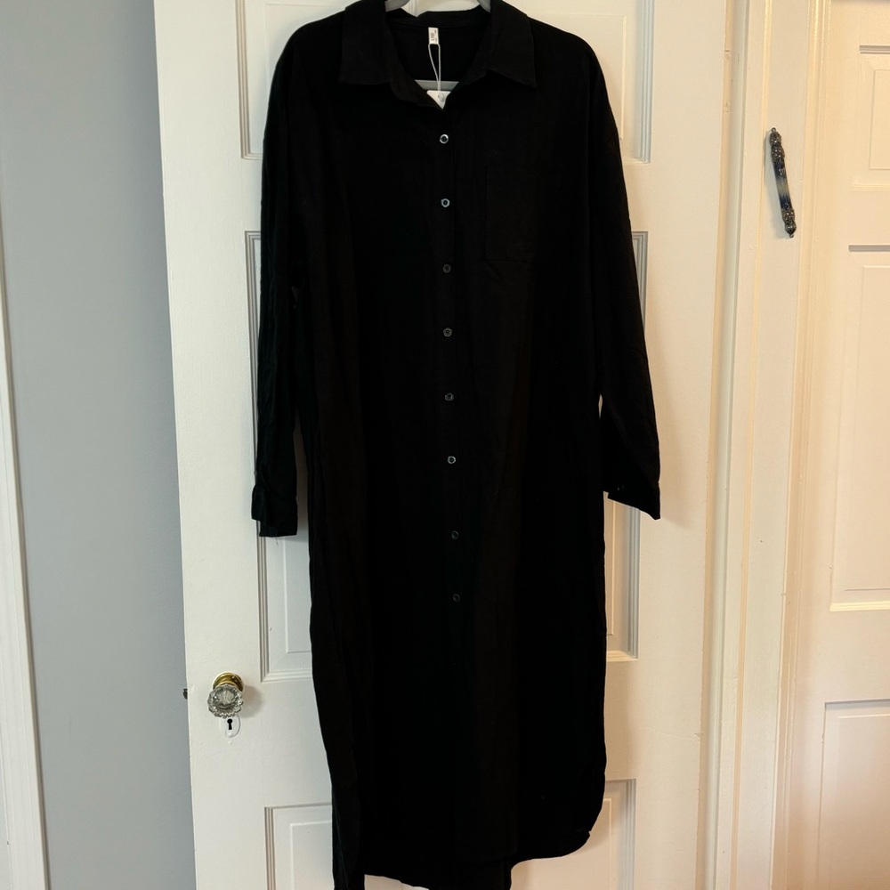 Black button down shirt dress